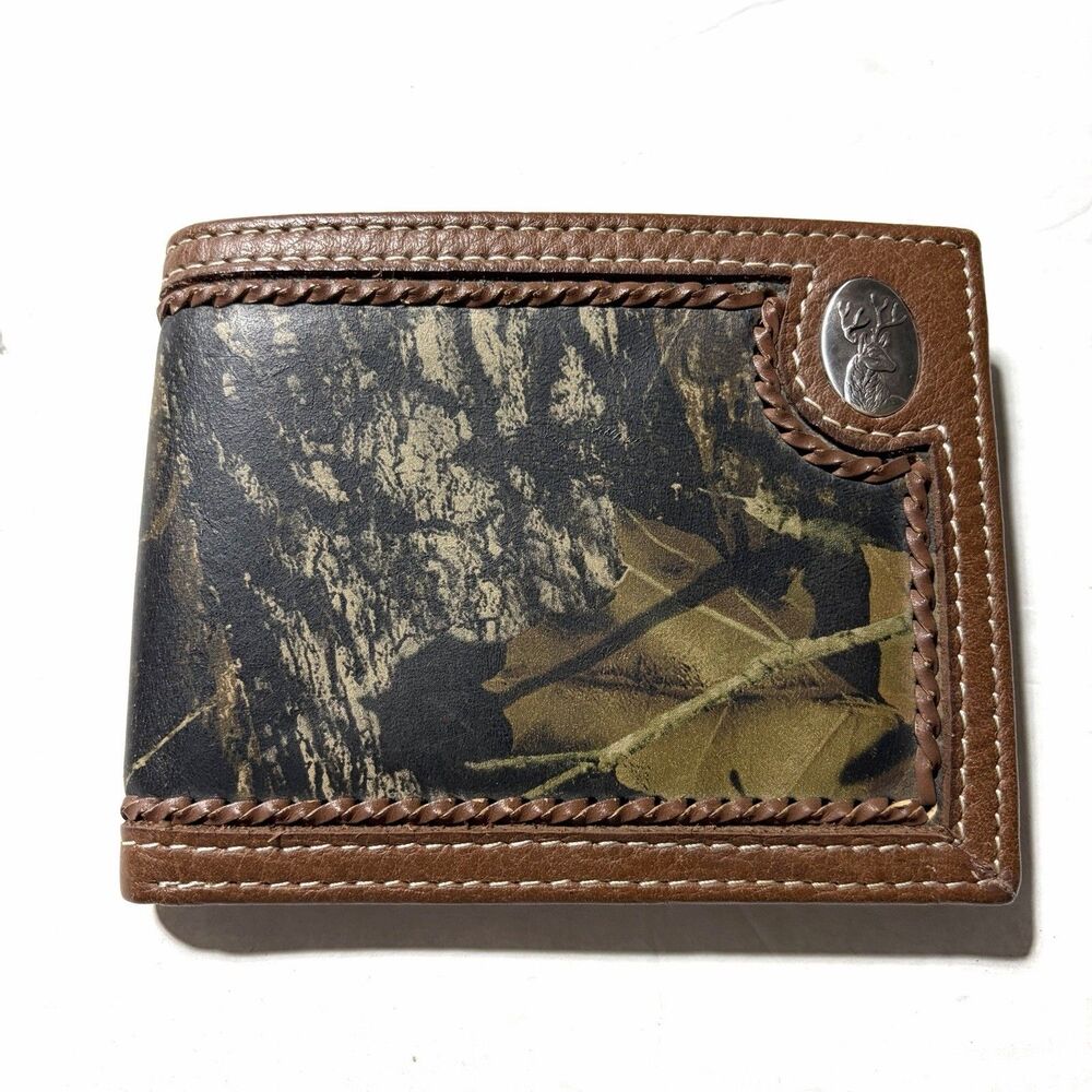 Nocona Brown Leather Camo Bifold Wallet